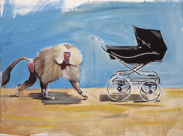 Baboon and Stroller Bild